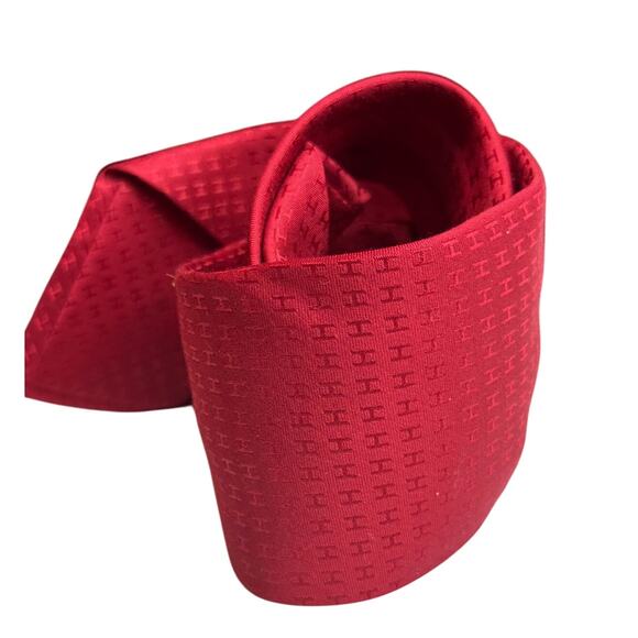 Hermès Silk Tie Men’s Red H Pattern Monogram Luxury Necktie France One Size - Picture 7 of 14